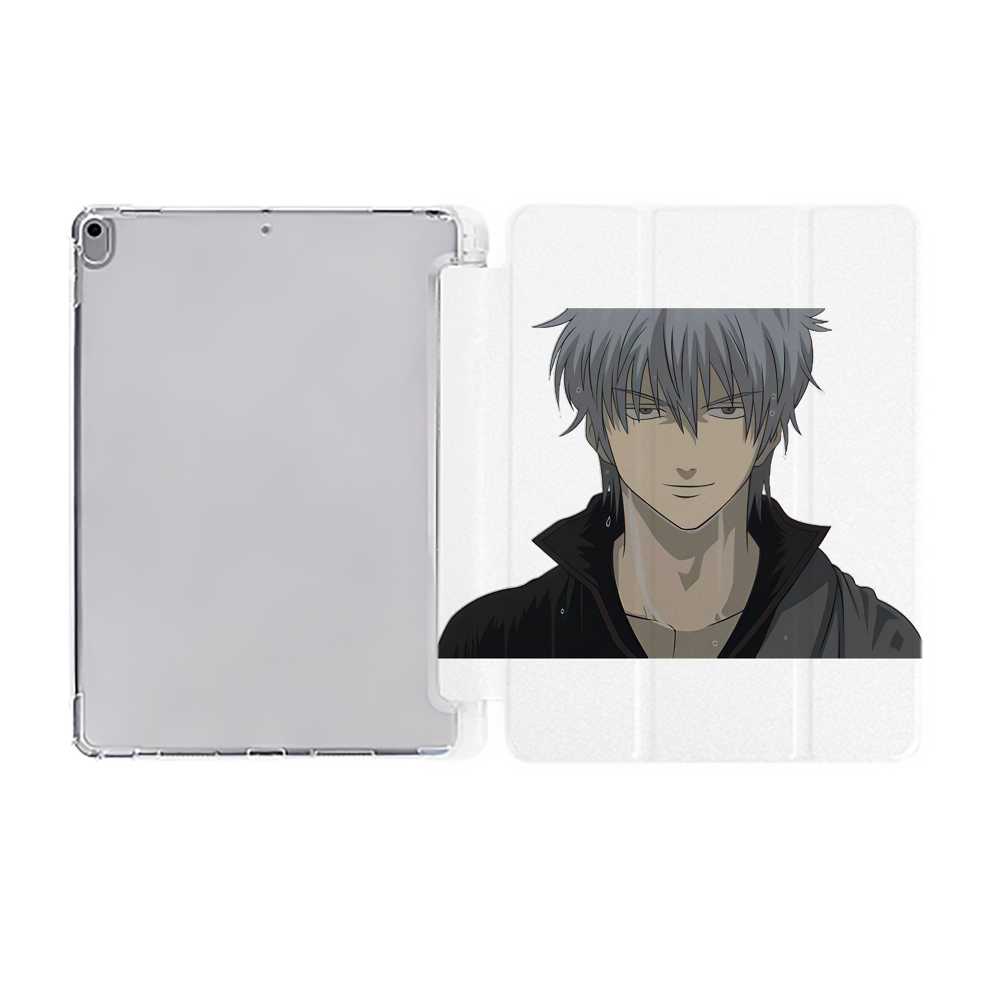 ぎんたま 坂田銀時（さかたぎんとき） 神楽 志村新八（しむら しんぱち） GINTAMA Sakata Gintoki Kagura Shimura Shinpachi IPad ケース ペン収納付き 三つ折りスタンド PUレザー×シリコン 対応機種9.5/10.5/10.9インチ